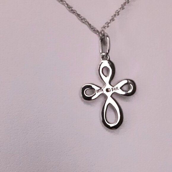 NEW 14kt White Gold and Diamond Cross Necklace - Picture 9 of 12
